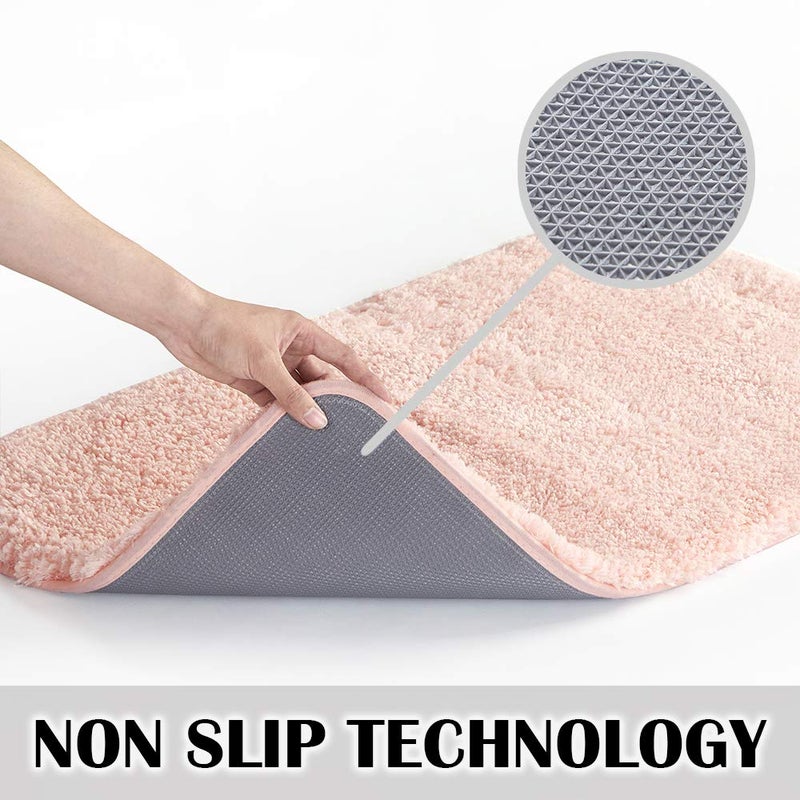 Suchtale Bath Mat (20 x 32, Blush) Microfiber Shaggy Soft, Non-Slip, Machine Washable, Thick Plush Shower Mat - Image 3